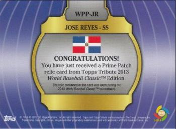 2013 Topps Tribute WBC - Prime Patches Orange #WPP-JR Jose Reyes Back
