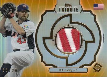 2013 Topps Tribute WBC - Prime Patches Orange #WPP-RD R.A. Dickey Front