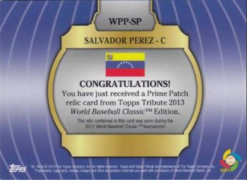2013 Topps Tribute WBC - Prime Patches Orange #WPP-SP Salvador Perez Back