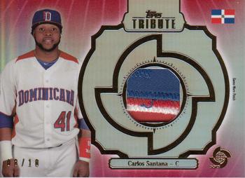 2013 Topps Tribute WBC - Prime Patches Red #WPP-CS Carlos Santana Front