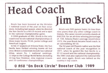 1989 Arizona State Sun Devils #NNO Jim Brock Back