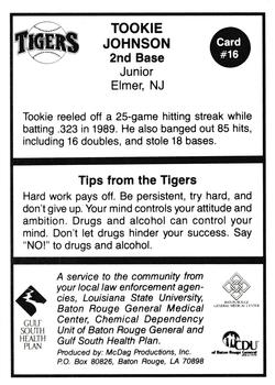 1990 LSU Tigers #16 Tookie Johnson Back