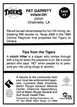 1990 LSU Tigers #3 Pat Garrity Back