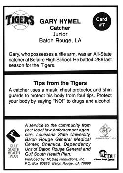 1990 LSU Tigers #7 Gary Hymel Back