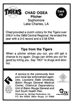 1990 LSU Tigers #8 Chad Ogea Back