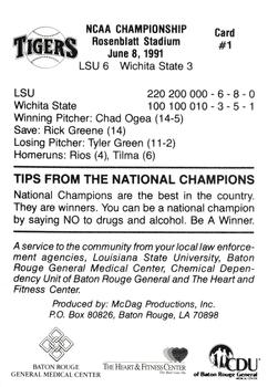 1991 LSU Tigers #1 NCAA Championship Back
