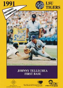 1991 LSU Tigers #6 Johnny Tellechea Front