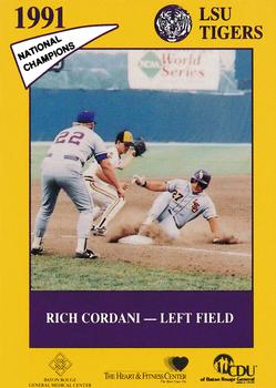 1991 LSU Tigers #8 Rich Cordani Front