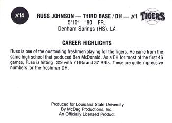 1992 LSU Tigers #14 Russ Johnson Back