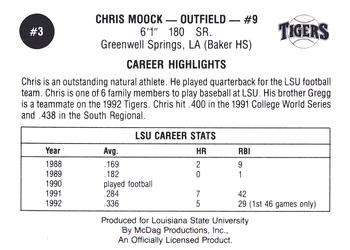 1992 LSU Tigers #3 Chris Moock Back