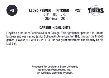 1992 LSU Tigers #8 Lloyd Peever Back