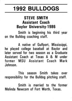 1992 Mississippi State Bulldogs #NNO Steve Smith Back
