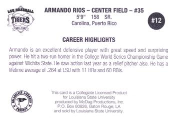 1993 LSU Tigers #12 Armando Rios Back