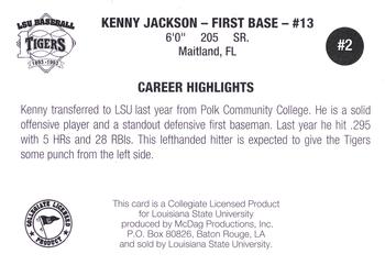 1993 LSU Tigers #2 Kenny Jackson Back