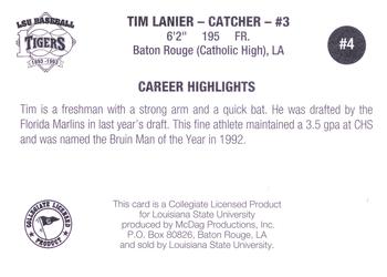 1993 LSU Tigers #4 Tim Lanier Back