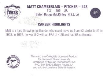 1993 LSU Tigers #9 Matt Chamberlain Back