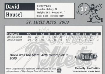 2003 Grandstand St. Lucie Mets Update #5 David Housel Back