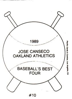 1989 Pacific Cards & Comics Baseball's Best Four (unlicensed) #10 Jose Canseco Back