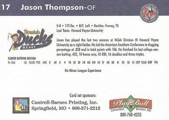 1999 Play Ball Ozark Mountain Ducks #17 Jason  Thompson Back