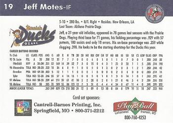 1999 Play Ball Ozark Mountain Ducks #19 Jeff Motes Back