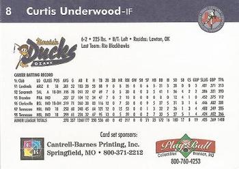 1999 Play Ball Ozark Mountain Ducks #8 Curtis Underwood Back