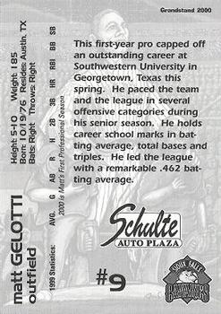2000 Grandstand Sioux Falls Canaries #17 Matt Gelotti Back