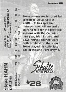 2000 Grandstand Sioux Falls Canaries #1 Steve Hahn Back