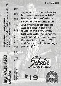 2000 Grandstand Sioux Falls Canaries #9 Jay Veniard Back
