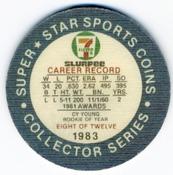 1983 7-Eleven Super Star Sports Coins #8 Fernando Valenzuela Back