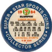 1984 7-Eleven Super Star Sports Coins: Central Region #II E Robin Yount Back