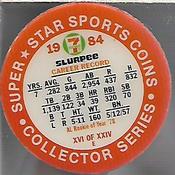 1984 7-Eleven Super Star Sports Coins: Central Region #XVI E Lou Whitaker Back