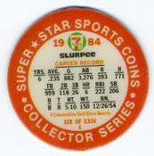 1984 7-Eleven Super Star Sports Coins: Central Region #XIX E Ozzie Smith Back