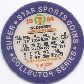 1984 7-Eleven Super Star Sports Coins: Central Region #V E George Brett Back