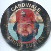 1985 7-Eleven Super Star Sports Coins: Central Region #V PJ Bruce Sutter Front