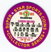 1985 7-Eleven Super Star Sports Coins: Central Region #XIV PJ Terry Puhl Back