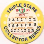 1986 7-Eleven Triple Stars Coins: Central Region #III Keith Hernandez / Don Mattingly / Cal Ripken, Jr. Back