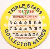 1986 7-Eleven Triple Stars Coins: Central Region #V Dale Murphy / Jim Rice / Mike Schmidt Back