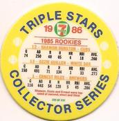 1986 7-Eleven Triple Stars Coins: Central Region #XIII Shawon Dunston / Ozzie Guillen / Ernest Riles Back