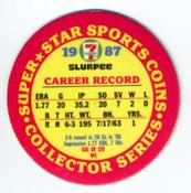 1987 7-Eleven Super Star Sports Coins: Chicago Region #XIII WS Bobby Thigpen Back
