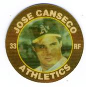 1991 Score 7-Eleven Superstar Action Coins: Atlantic Region #6 HS Jose Canseco Front