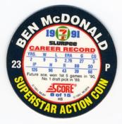 1991 Score 7-Eleven Superstar Action Coins: Atlantic Region #8 HS Ben McDonald Back