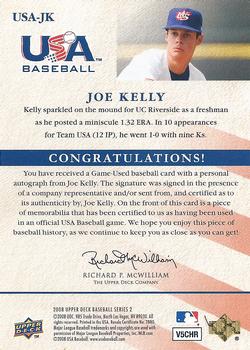 2008 Upper Deck - USA National Team Jersey Red Autographs #USA-JK Joe Kelly Back