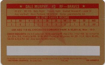 1983 Perma-Graphics All-Star Credit Cards - Gold #12 Dale Murphy Back