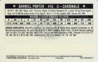 1983 Perma-Graphics Super Stars Credit Cards #12 Darrell Porter Back