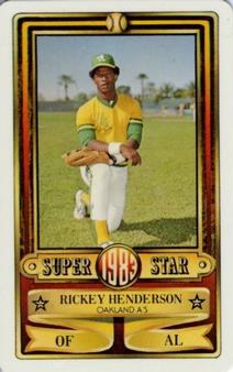 1983 Perma-Graphics Super Stars Credit Cards #26 Rickey Henderson Front
