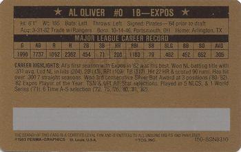 1983 Perma-Graphics Super Stars Credit Cards - Gold #10 Al Oliver Back