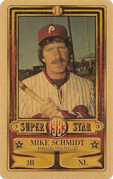 1983 Perma-Graphics Super Stars Credit Cards - Gold #14 Mike Schmidt Front