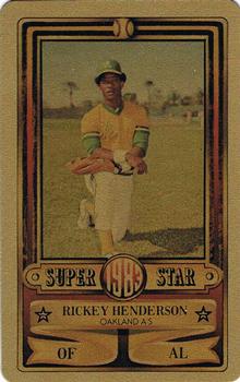 1983 Perma-Graphics Super Stars Credit Cards - Gold #26 Rickey Henderson Front