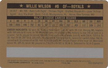 1983 Perma-Graphics Super Stars Credit Cards - Gold #33 Willie Wilson Back