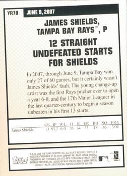 2008 Topps - Year in Review #YR70 James Shields Back